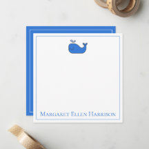 Preppy Nautical Blue and White Whale Personalisier