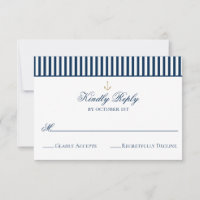 Preppy Nautical Navy Wedding RSVP Card