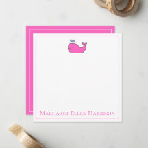 Preppy Nautical Pink and White Whale Personalisier