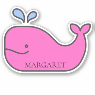 Preppy Nautical Pink und Blue Whale Personalisiert Aufkleber