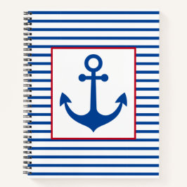 Preppy Nautical Stripes and Anchor Personalized Notizbuch