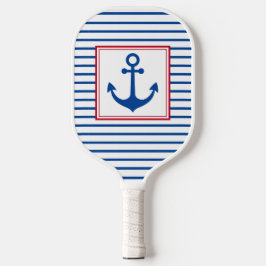 Preppy Nautical Stripes und Anker Personalisiert Pickleball Schläger