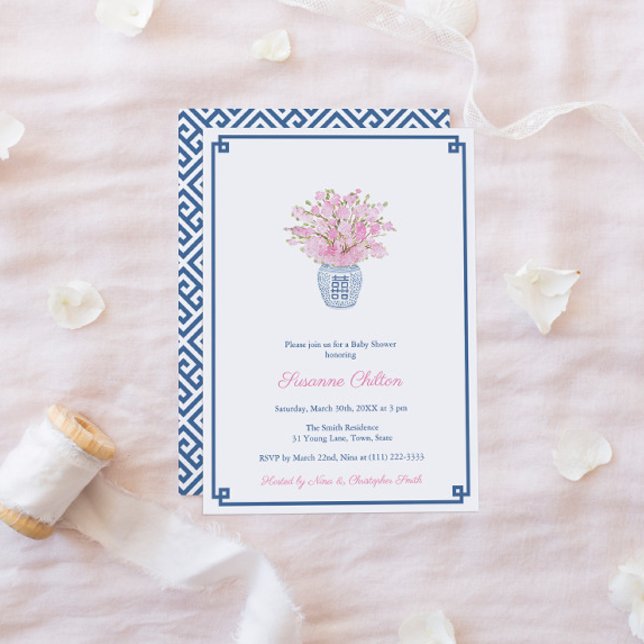 Preppy Navy and Pink Little Girl Baby Shooting Par Einladung (Von Creator hochgeladen)