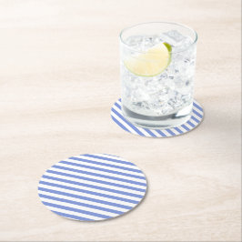 Preppy Navy Blue & White Stripes - Untersetzer