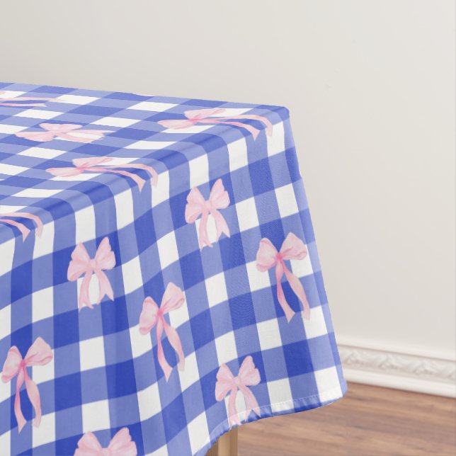 Preppy Navy Kariert mit rosa Aquarellbogen Tischdecke (Beispiel)