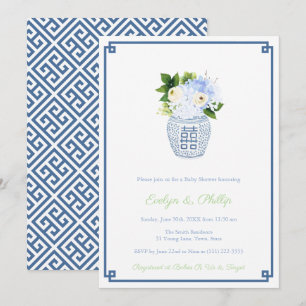 Preppy Navy- und Chartreuse-Jungen-Baby-Shower-Par Einladung
