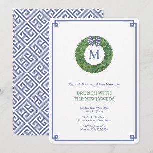 Preppy Navy und Green Newlywings Brunch Party Einladung