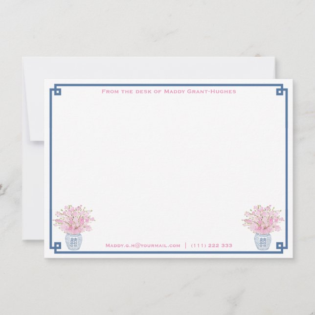 Preppy Navy und Pink Personalisiertes Brautparty Mitteilungskarte (Vorderseite)