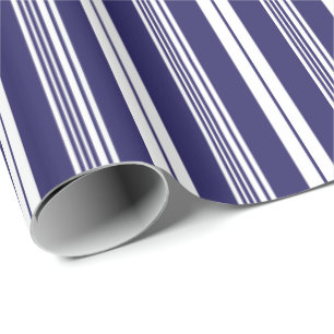 Preppy Navy, weißer Liegestuhl Streifen Muster Geschenkpapier