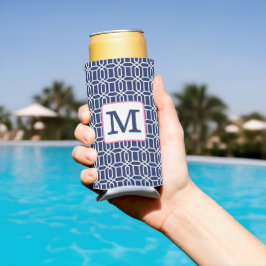 Preppy Navy White Octagon Geometric Monogram Selters Dosenkühler