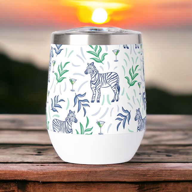 Preppy Navy Zebra Martinis Blanc (Créateur téléchargé)