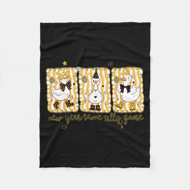 Preppy New Year Same Silly Goose Coquette Bow Happ Fleecedecke (Vorderseite)