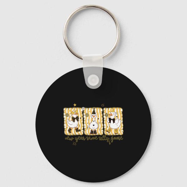 Preppy New Year Same Silly Goose Coquette Bow Happ Schlüsselanhänger (Vorderseite)