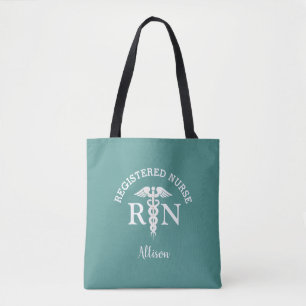 Preppy Nurse RN Medical Aquamarin Script Personali Tasche