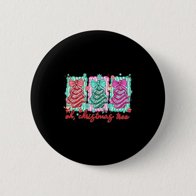 Preppy Oh Christmas Tree Funny Xmas Cakes Retro Co Button (Vorderseite)