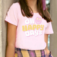Preppy Oh Happy Days Slogan Smilie Gesicht