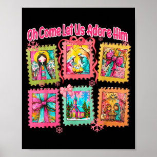 Preppy Oh kommt lasst uns ihn anbeten Christlicher Poster
