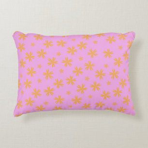 Preppy Orange Pink Hippie Blume Muster Dekokissen