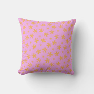 Preppy Orange Pink Hippie Blume Muster Kissen
