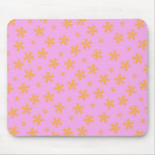 Preppy Orange Pink Hippie Blume Muster Mousepad