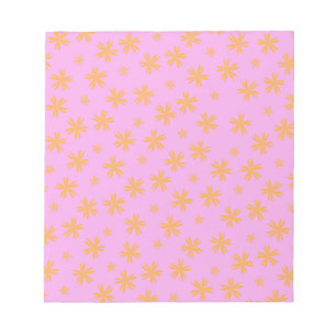 Preppy Orange Pink Hippie Blume Muster Notizblock