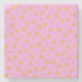 Preppy Orange Pink Hippie Blume Muster Steinuntersetzer