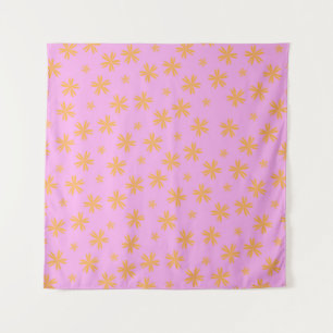Preppy Orange Pink Hippie Blume Muster Wandteppich
