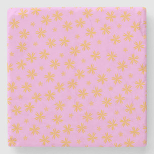 Preppy Orange Pink Hippie Blumenmuster Steinuntersetzer
