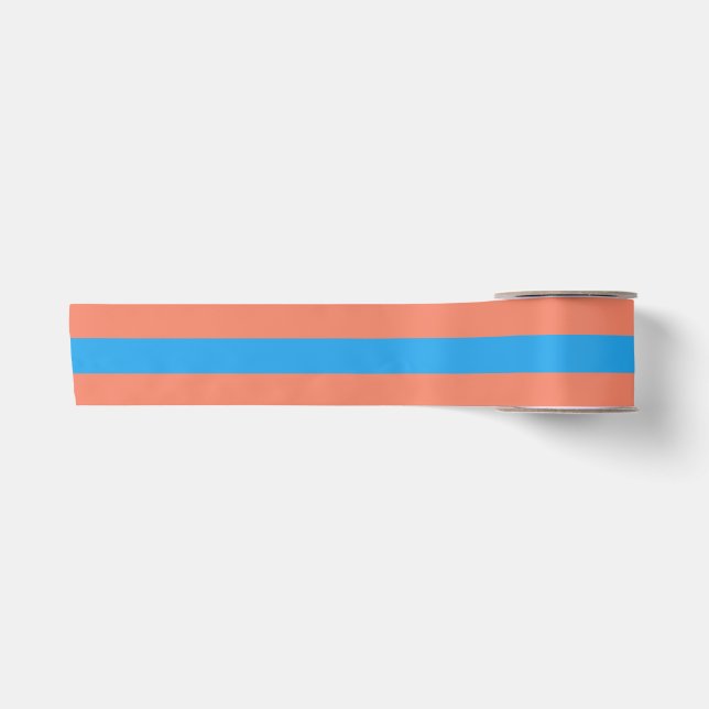 Preppy Orange und Blue Striping Satinband (Vorderseite)