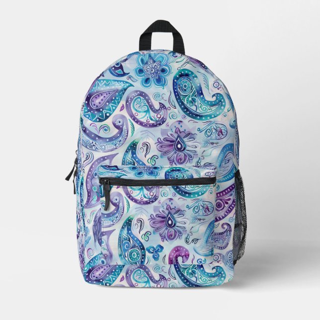 Preppy Paisley Backpack Bedruckter Rucksack (Vorderseite)