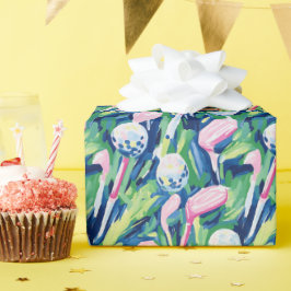 Preppy Palm Beach Abstrakte Golfclubs Geschenkpapier