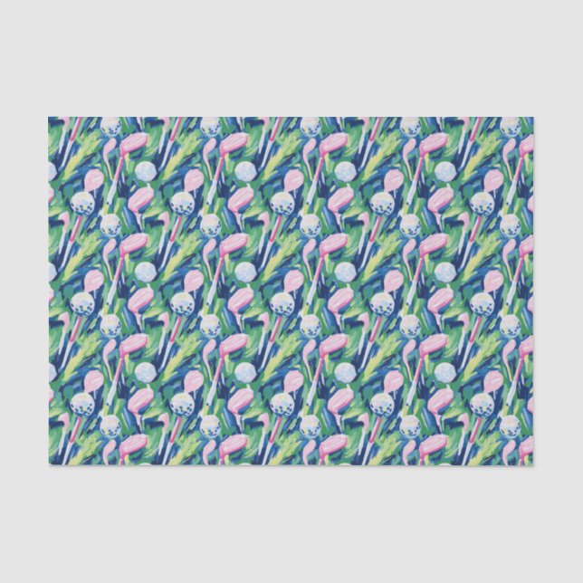 Preppy Palm Beach Abstrakte Golfclubs Seidenpapier (Vorderseite)