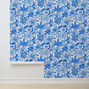 Preppy Palm Beach Blau und Weiß Blume Tapete