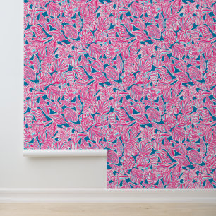 Preppy Palm Beach Blue & Pink Seashells Tapete