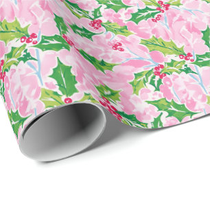 Preppy Palm Beach Christmas Holly Geschenkpapier