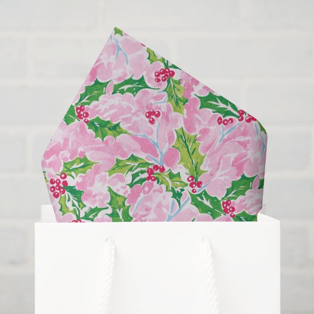 Preppy Palm Beach Christmas Holly Seidenpapier (Geschenktüte)