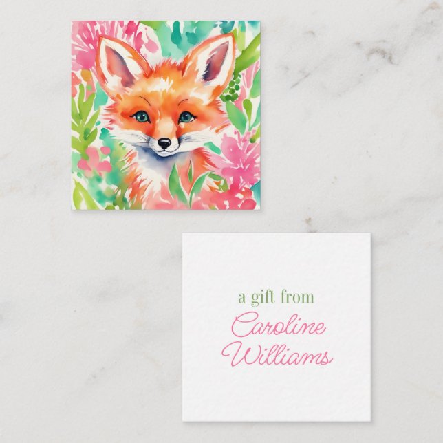Preppy Palm Beach Fox in Blume Geschenk Mitteilungskarte (Vorne/Hinten)