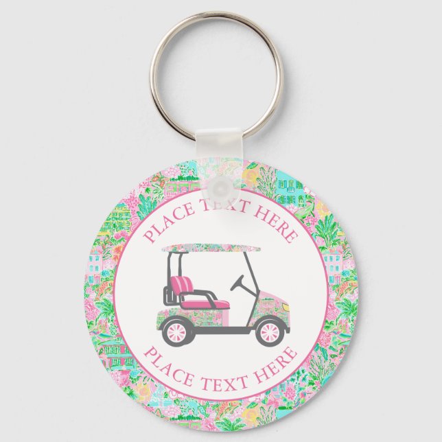 Preppy Palm Beach Golf Cart Schlüsselanhänger (Vorderseite)