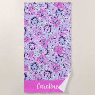 Preppy Palm Beach Lavender Lions Personalisiert Strandtuch
