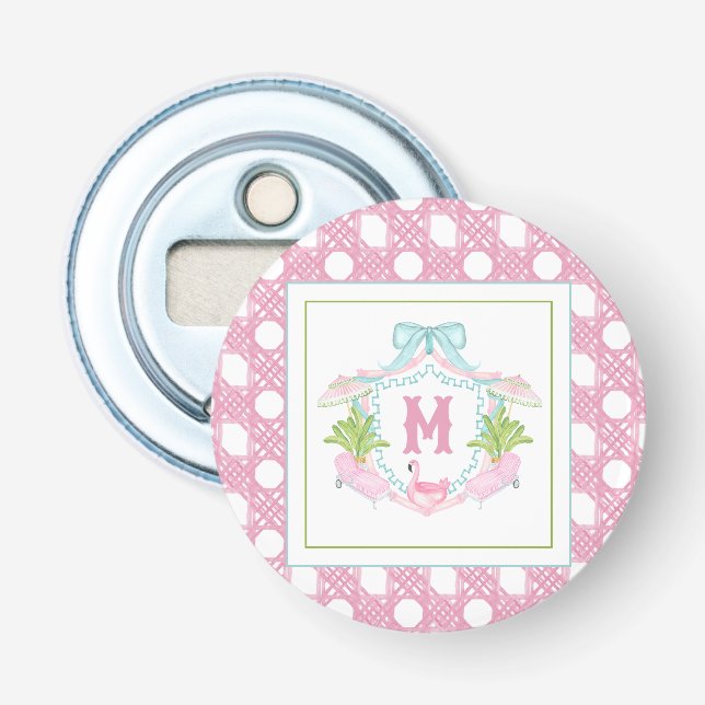 Preppy Palm Beach Monogram Crest Flaschenöffner (Vorderseite)