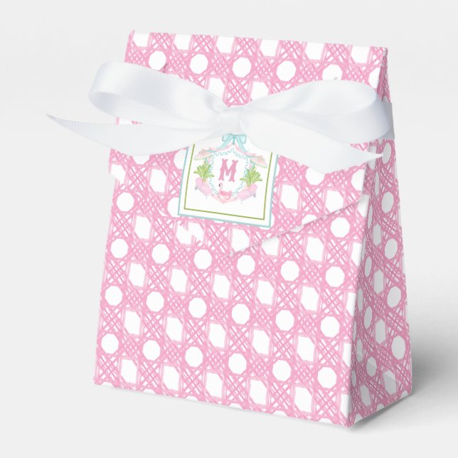 Preppy Palm Beach Monogram Crest Geschenkschachtel (Vorderseite)