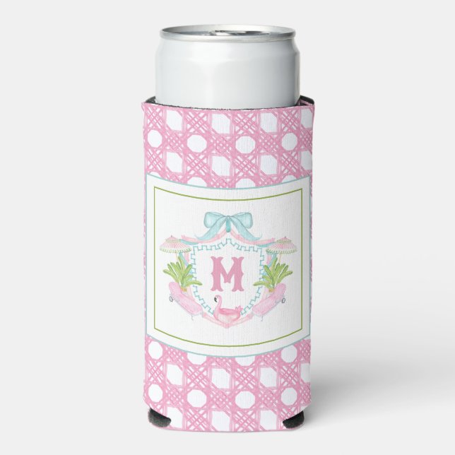 Preppy Palm Beach Monogram Crest Selters Dosenkühler (Seltzer Vorderseite)