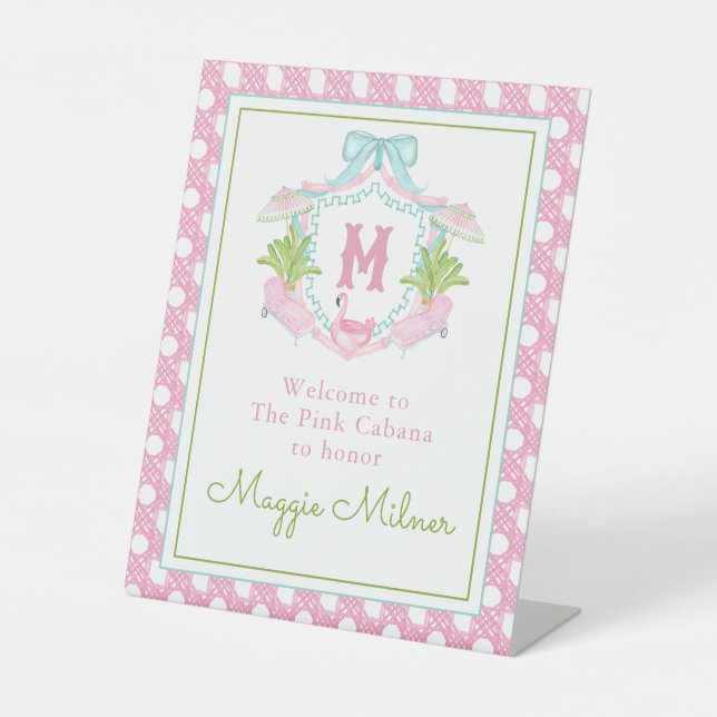 Preppy Palm Beach Monogram Crest Sockelschild (Vorderseite)