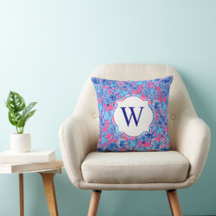 Preppy Palm Beach Pink Blue Elephons Monogram Kissen