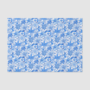 Preppy Palm Beach Print Blau und Weiß Blume Seidenpapier