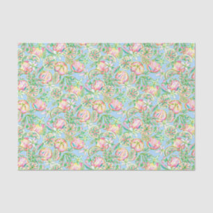 Preppy Palm Beach Print Blue and Pink Orange Seidenpapier