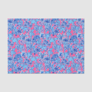 Preppy Palm Beach Print Blue Elefanten Seidenpapier