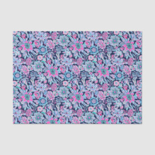 Preppy Palm Beach Print Blue und Pink Blume Seidenpapier