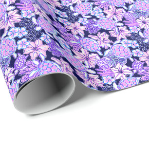 Preppy Palm Beach Print Lavendel & Lila Turtles Geschenkpapier