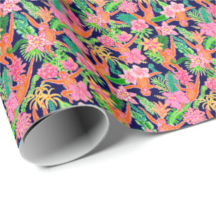 Preppy Palm Beach Print Niedlich Orangutans Geschenkpapier